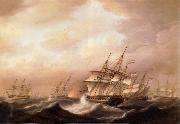 Nicholas Pocock A British convoy in a gale during the american war of independence painting